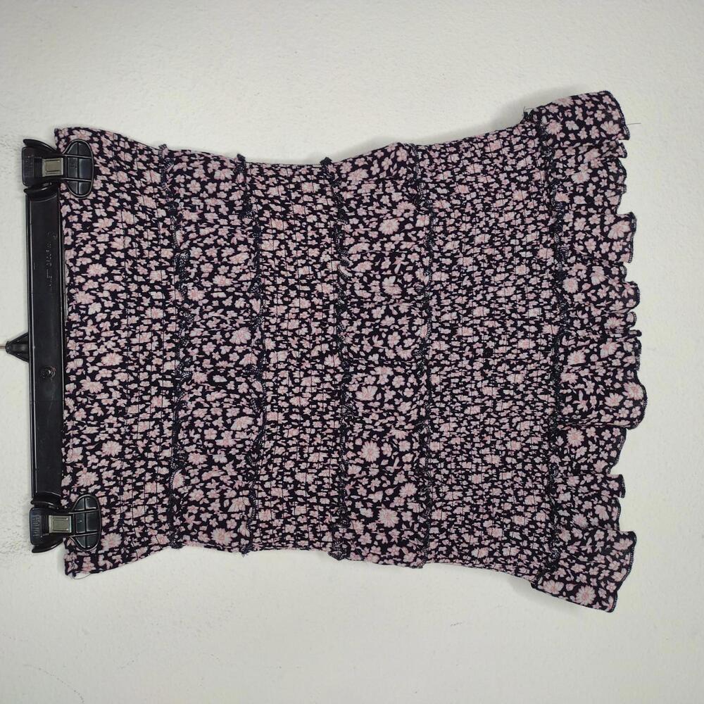NWOT Ocean Drive Women's Black/Pink Floral Skirt Size Medium